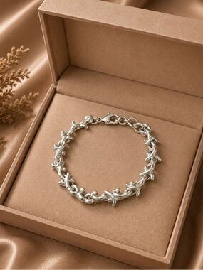 Silver Tone X-Link Chain Bracelet | Statement Bracelet | Vintage Inspired